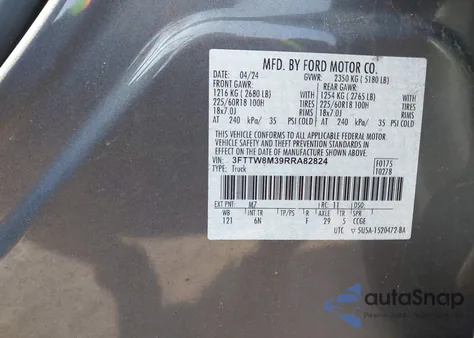 2024 Ford Maverick Lariat from USA, damaged, VIN 3FTTW8M39RRA82824